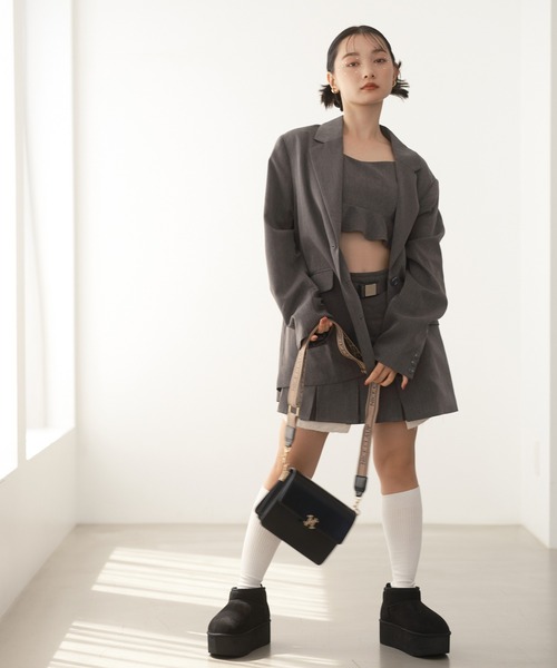 one after another NICE CLAUP（ワンアフターアナザーナイスクラップ）の「ペプラムビスチェ/セットアップアイテムあり（キャミソール・レディース・グレー/アイボリー/ブラック・FREE）」の9枚目の写真