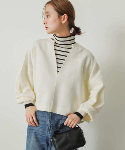 SENSE OF PLACE by URBAN RESEARCH（センスオブプレイスバイアーバンリサーチ）の「Vネッククロップドトップ（Tシャツ/カットソー・レディース・ブラック/パープル/アイボリー・ONE）」の7枚目の写真