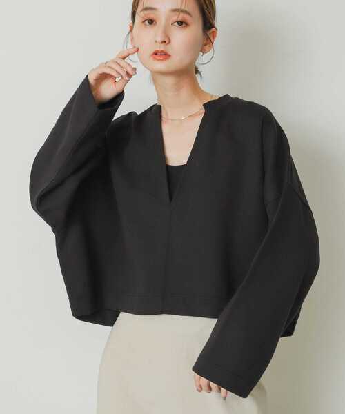 SENSE OF PLACE by URBAN RESEARCH（センスオブプレイスバイアーバンリサーチ）の「Vネッククロップドトップ（Tシャツ/カットソー・レディース・ブラック/パープル/アイボリー・ONE）」の15枚目の写真