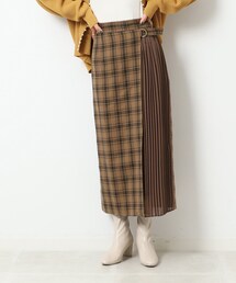 ◆チェック柄×サイドプリーツ Aラインスカート