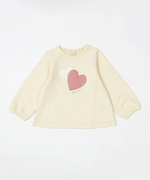 petit main(プティマイン)の「【リンク】ハートモチーフ長袖Tシャツ(キッズ)(Tシャツ/カットソー・キッズ・ブラック/ラベンダー/オフホワイト/クリーム・120cm/90cm/130cm/80cm/100cm/110cm)」の4枚目の写真
