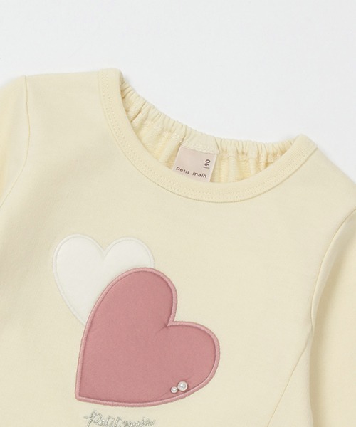 petit main(プティマイン)の「【リンク】ハートモチーフ長袖Tシャツ(キッズ)(Tシャツ/カットソー・キッズ・ブラック/ラベンダー/オフホワイト/クリーム・120cm/90cm/130cm/80cm/100cm/110cm)」の6枚目の写真