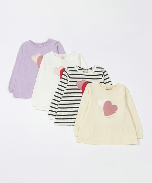 petit main(プティマイン)の「【リンク】ハートモチーフ長袖Tシャツ(キッズ)(Tシャツ/カットソー・キッズ・ブラック/ラベンダー/オフホワイト/クリーム・120cm/90cm/130cm/80cm/100cm/110cm)」の11枚目の写真