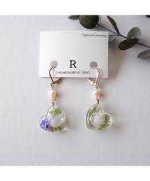 【R】ボタニカルクリアハートピアス(MA)