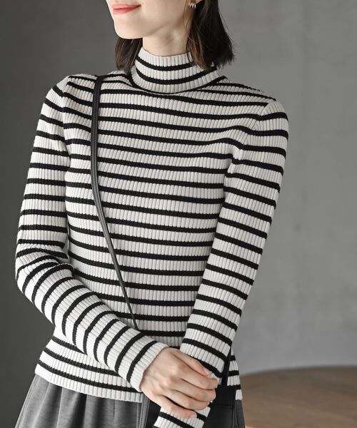 rps（アールピーエス）の「ハイネックリブニットプルオーバー（ニット/セーター・レディース・ベージュ系その他/ダークグリーン/アイボリー/グレイッシュブルー/ピンク/ブラック/杢グレー/ブラック系その他2/ホワイト系その他4・M/L）」の3枚目の写真