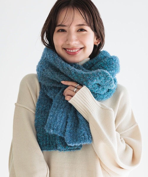 LEPSIM（レプシィム）の「ブークレーニットリブストール　980321（ストール/ショール・レディース・オレンジ/ブルー・ONE SIZE）」の2枚目の写真