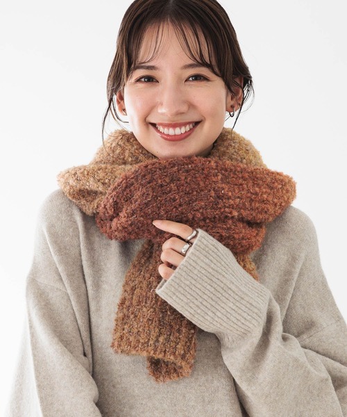 LEPSIM（レプシィム）の「ブークレーニットリブストール　980321（ストール/ショール・レディース・オレンジ/ブルー・ONE SIZE）」の11枚目の写真