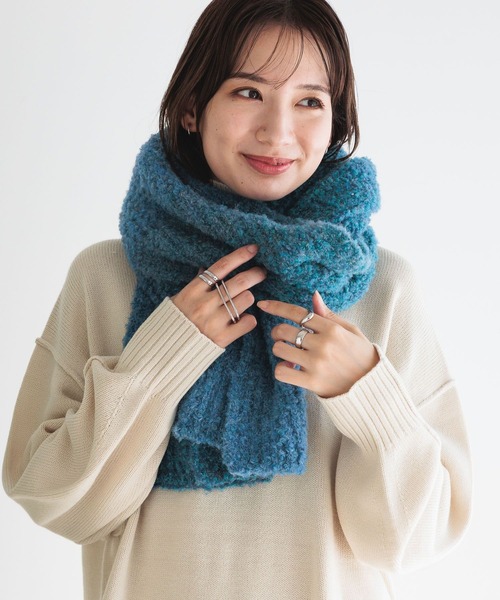 LEPSIM（レプシィム）の「ブークレーニットリブストール　980321（ストール/ショール・レディース・オレンジ/ブルー・ONE SIZE）」の15枚目の写真