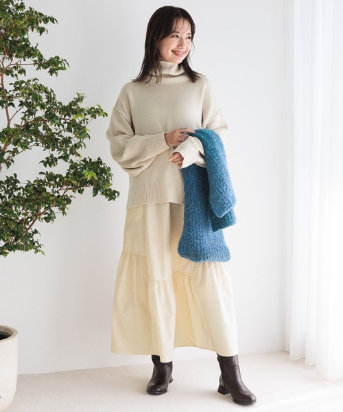 LEPSIM（レプシィム）の「ブークレーニットリブストール　980321（ストール/ショール・レディース・オレンジ/ブルー・ONE SIZE）」の16枚目の写真