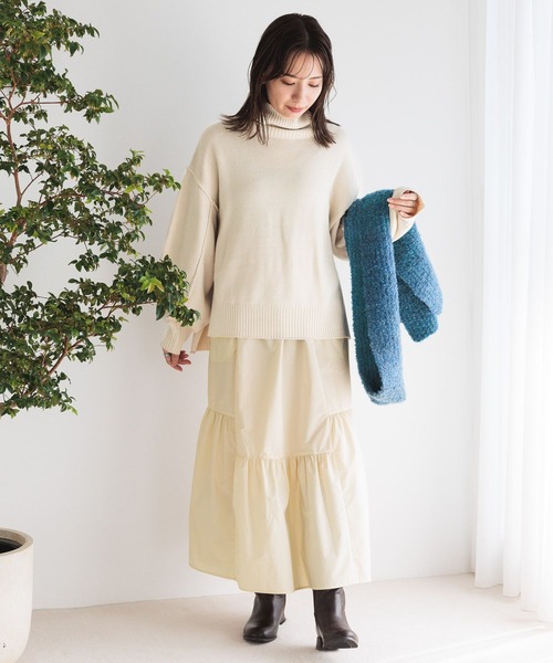 LEPSIM（レプシィム）の「ブークレーニットリブストール　980321（ストール/ショール・レディース・オレンジ/ブルー・ONE SIZE）」の17枚目の写真