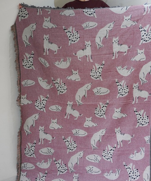 Port（ポート）の「アニマル ソファカバー  / 大判ブランケット ( トラ柄 / 砂漠柄 / ネコ柄 / 恐竜 ) #（ブランケット・レディース・ピンク/ベージュ/ホワイト/グリーン/ブルー・FREE）」の15枚目の写真