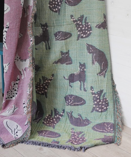 Port（ポート）の「アニマル ソファカバー  / 大判ブランケット ( トラ柄 / 砂漠柄 / ネコ柄 / 恐竜 ) #（ブランケット・レディース・ピンク/ベージュ/ホワイト/グリーン/ブルー・FREE）」の18枚目の写真