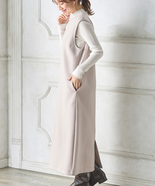 Honeys（ハニーズ）の「キーネックジャンパースカート（ジャンパースカート・レディース・ブラック/グレイッシュベージュ/カーキ・M/S/3L/LL/L）」の16枚目の写真