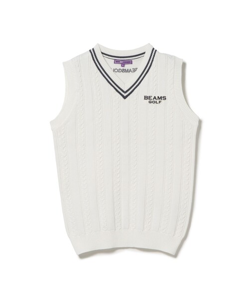 BEAMS GOLF ビームスゴルフ　ニットベスト　カシミアコットン　XL BEAMS GOLF ビームスゴルフ 襟付き ニットベスト ネイビー系