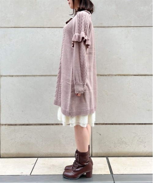 axes femme(アクシーズファム)の「リボン付き袖フリルニットワンピース(ワンピース・レディース・ブラック/モカ/キナリ・FREE)」の7枚目の写真