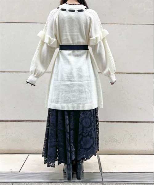 axes femme(アクシーズファム)の「リボン付き袖フリルニットワンピース(ワンピース・レディース・ブラック/モカ/キナリ・FREE)」の5枚目の写真