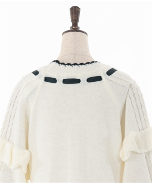 axes femme(アクシーズファム)の「リボン付き袖フリルニットワンピース(ワンピース・レディース・ブラック/モカ/キナリ・FREE)」の22枚目の写真