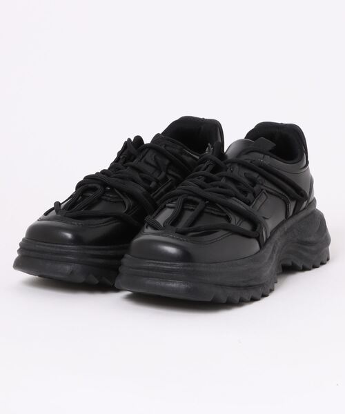 shoes365(シューズスリーシックスファイヴ)の「【shoes365】個性装飾靴紐 スクエアトゥ厚底スニーカー(スニーカー・メンズ・ブラック・24.5cm/26.5cm/25.0cm/27.0cm/25.5cm/26.0cm)」の14枚目の写真