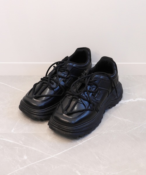shoes365(シューズスリーシックスファイヴ)の「【shoes365】個性装飾靴紐 スクエアトゥ厚底スニーカー(スニーカー・メンズ・ブラック・24.5cm/26.5cm/25.0cm/27.0cm/25.5cm/26.0cm)」の8枚目の写真