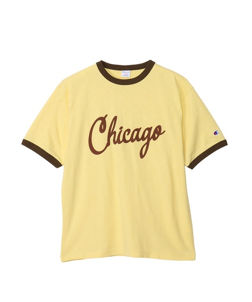 Champion(チャンピオン)の「【Champion/チャンピオン】メンズ キャンパス ショートスリーブリンガーTシャツ(Tシャツ/カットソー・メンズ・ライトグレー/ブルー系その他2/ホワイト/ペールイエロー・MEDIUM/LARGE/X-LARGE)」の1枚目の写真