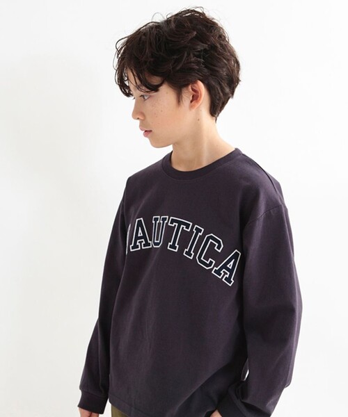 NAUTICA（ノーティカ）の「【NAUTICA/ノーティカ】ロゴアップリケ長袖Tシャツ（Tシャツ/カットソー・キッズ・チャコールグレー/オフホワイト/その他/ベージュ/ネイビー/グリーン・L/XL/M/S）」の3枚目の写真