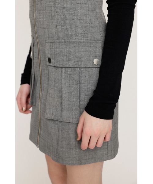 SLY(スライ)の「MANNISH CARGO S/OP マニッシュ カーゴ ショートワンピース(ワンピース・レディース・杢グレー/ネイビー系・2/1)」の19枚目の写真