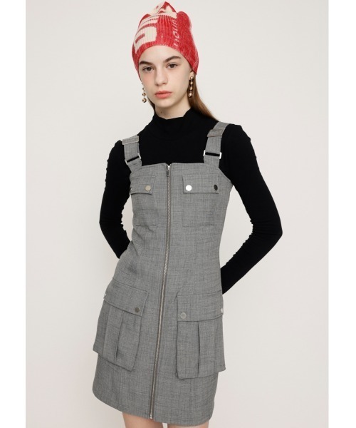 SLY(スライ)の「MANNISH CARGO S/OP マニッシュ カーゴ ショートワンピース(ワンピース・レディース・杢グレー/ネイビー系・2/1)」の12枚目の写真