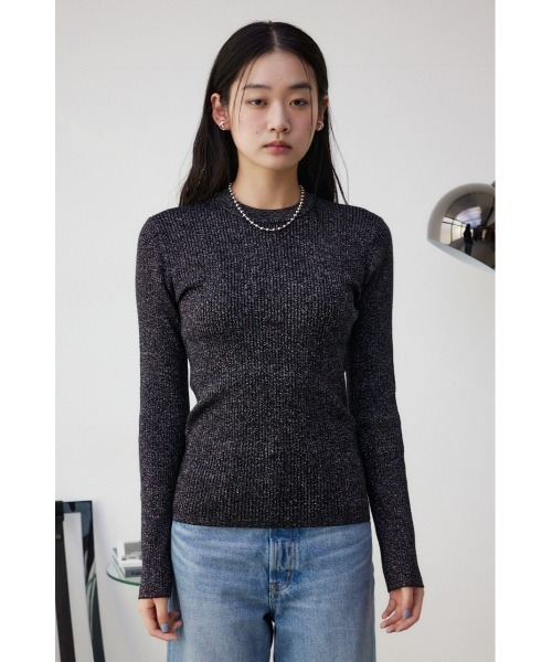 AZUL by moussy(アズールバイマウジー)の「ラメリブニットトップス(ニット/セーター・レディース・ブラック/シルバー/ミント・SMALL/MEDIUM)」の7枚目の写真