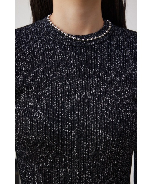 AZUL by moussy(アズールバイマウジー)の「ラメリブニットトップス(ニット/セーター・レディース・ブラック/シルバー/ミント・SMALL/MEDIUM)」の10枚目の写真