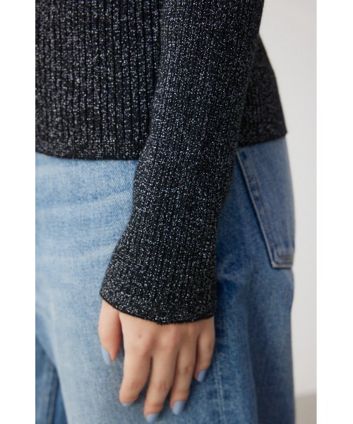 AZUL by moussy(アズールバイマウジー)の「ラメリブニットトップス(ニット/セーター・レディース・ブラック/シルバー/ミント・SMALL/MEDIUM)」の12枚目の写真