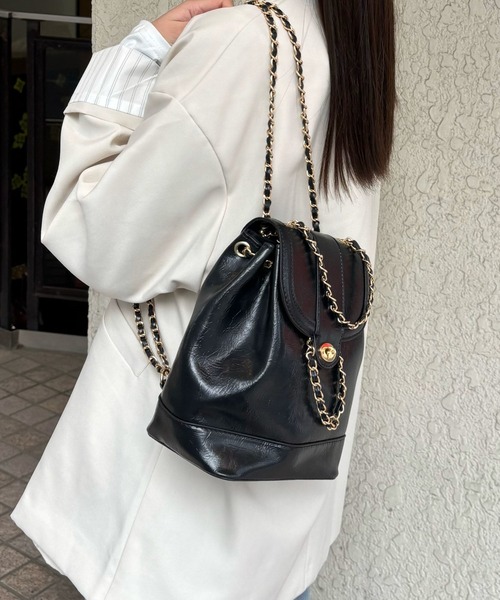 PERLINA NEW YORK 本革　ブラックxゴールド　ミニリュック Perlina new york - Etsy 日本