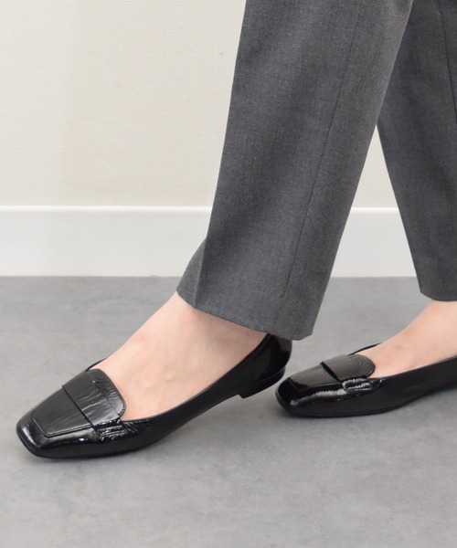 【INTER-CHAUSSURES】スクエアトウフラットモカシューズ(I41601)（ローファー）｜INTER-CHAUSSURES（インターショシュール）