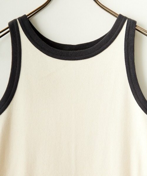 NOIR FABRIK（ヌワールファブリック）の「[NOIR FABRIK/ヌワールファブリック] コットンフライス アメリカンスリーブタンクトップ（タンクトップ・レディース・オフホワイト/ナチュラル/サックスブルー/スミクロ・0/1）」の6枚目の写真