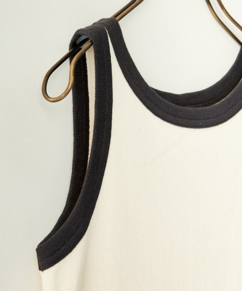 NOIR FABRIK（ヌワールファブリック）の「[NOIR FABRIK/ヌワールファブリック] コットンフライス アメリカンスリーブタンクトップ（タンクトップ・レディース・オフホワイト/ナチュラル/サックスブルー/スミクロ・0/1）」の7枚目の写真