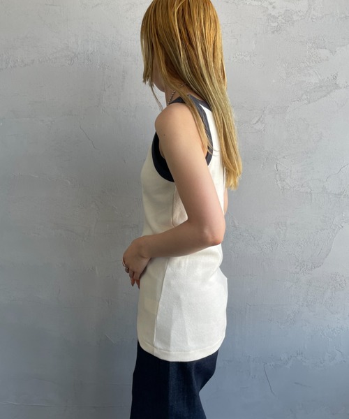 NOIR FABRIK（ヌワールファブリック）の「[NOIR FABRIK/ヌワールファブリック] コットンフライス アメリカンスリーブタンクトップ（タンクトップ・レディース・オフホワイト/ナチュラル/サックスブルー/スミクロ・0/1）」の17枚目の写真