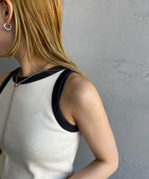 NOIR FABRIK（ヌワールファブリック）の「[NOIR FABRIK/ヌワールファブリック] コットンフライス アメリカンスリーブタンクトップ（タンクトップ・レディース・オフホワイト/ナチュラル/サックスブルー/スミクロ・0/1）」の19枚目の写真