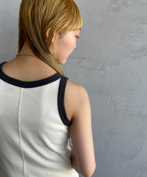 NOIR FABRIK（ヌワールファブリック）の「[NOIR FABRIK/ヌワールファブリック] コットンフライス アメリカンスリーブタンクトップ（タンクトップ・レディース・オフホワイト/ナチュラル/サックスブルー/スミクロ・0/1）」の20枚目の写真