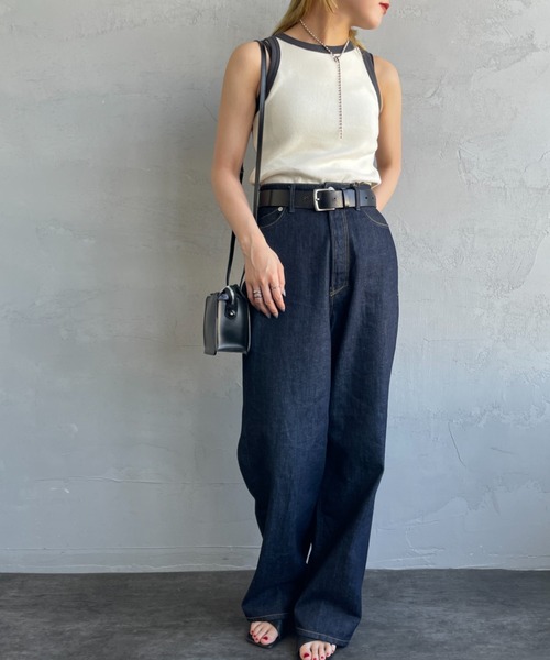 NOIR FABRIK（ヌワールファブリック）の「[NOIR FABRIK/ヌワールファブリック] コットンフライス アメリカンスリーブタンクトップ（タンクトップ・レディース・オフホワイト/ナチュラル/サックスブルー/スミクロ・0/1）」の10枚目の写真