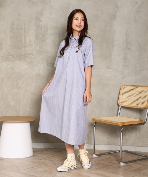 サイコバニー　ワンピース WOMEN]クルーネックロングワンピース｜Psycho Bunny｜サイコ