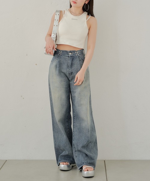 Chico（チコ）の「ストラップ取り外しアメスリタンク（タンクトップ・レディース・ブルー/ホワイト/ブラック/ライム・FREE）」の7枚目の写真