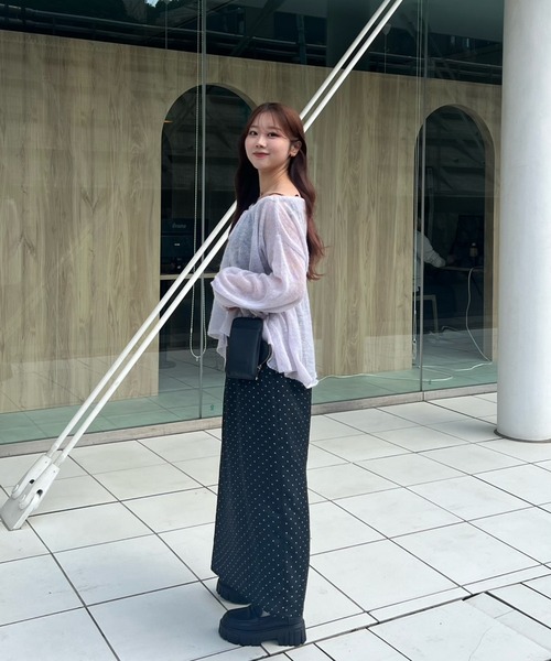 ニット+セーター muguet lame ribbon knit muguet lame ribbon knit トップス
