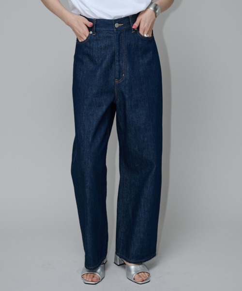 Aunt Marie's(アントマリーズ)の「ハイウエストワイドデニム(デニムパンツ・レディース・インディゴブルー/ブラック/ホワイト・マルチサイズ)」の19枚目の写真