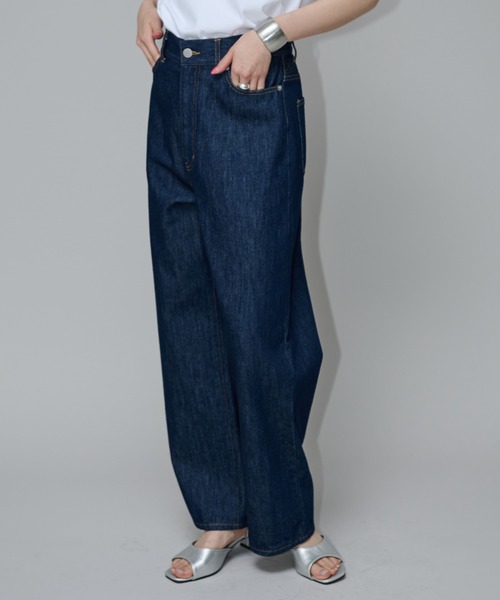 Aunt Marie's(アントマリーズ)の「ハイウエストワイドデニム(デニムパンツ・レディース・インディゴブルー/ブラック/ホワイト・マルチサイズ)」の20枚目の写真