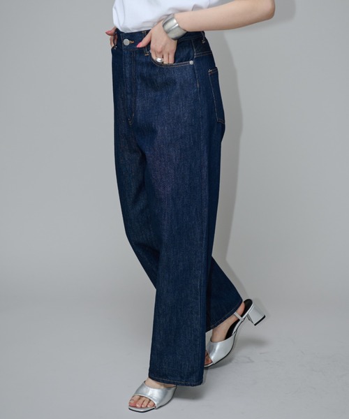 Aunt Marie's(アントマリーズ)の「ハイウエストワイドデニム(デニムパンツ・レディース・インディゴブルー/ブラック/ホワイト・マルチサイズ)」の13枚目の写真