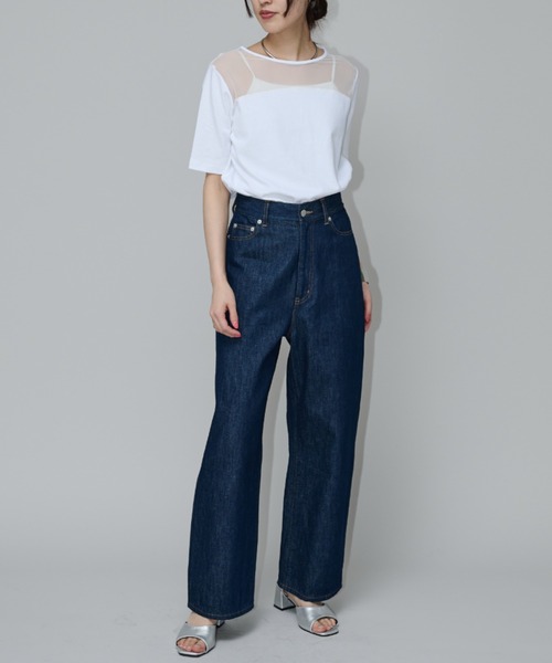 Aunt Marie's(アントマリーズ)の「ハイウエストワイドデニム(デニムパンツ・レディース・インディゴブルー/ブラック/ホワイト・マルチサイズ)」の14枚目の写真