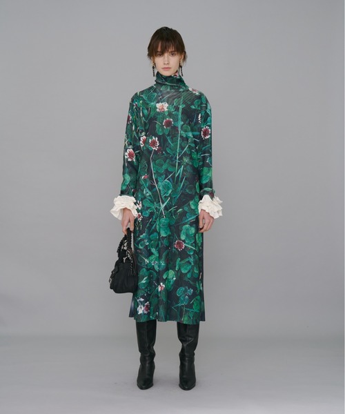 NON TOKYO/ノントーキョー/プリントリブハイネックワンピース NONTOKYO