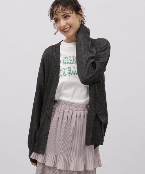 LAKOLE（ラコレ）の「ラメシアーVカーディガン / 112935（カーディガン/ボレロ・レディース・ライム/アイボリー/チャコールグレー・FREE）」の16枚目の写真