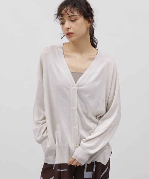 LAKOLE（ラコレ）の「ラメシアーVカーディガン / 112935（カーディガン/ボレロ・レディース・ライム/アイボリー/チャコールグレー・FREE）」の11枚目の写真