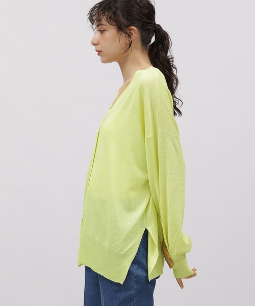 LAKOLE（ラコレ）の「ラメシアーVカーディガン / 112935（カーディガン/ボレロ・レディース・ライム/アイボリー/チャコールグレー・FREE）」の22枚目の写真