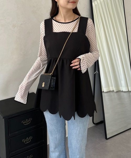 prose verse(プロズヴェール)の「スカラップペプラムビスチェ(キャミソール・レディース・ブラック・LARGE/MEDIUM)」の10枚目の写真